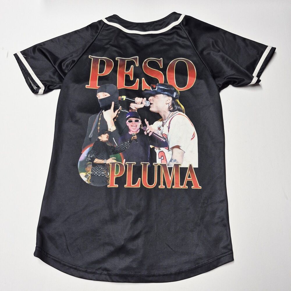 Peso Pluma Doble P Rap Tee Style Concert Baseball Jersey Black Size XS EUC